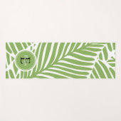 Schattige Girly Vrouwelijk Bladpatroon Monogram Yogamat (Voorkant (horizontaal))