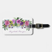 Schattige Girly Waterverf Flowers Bagagelabel (Voorkant horizontaal)