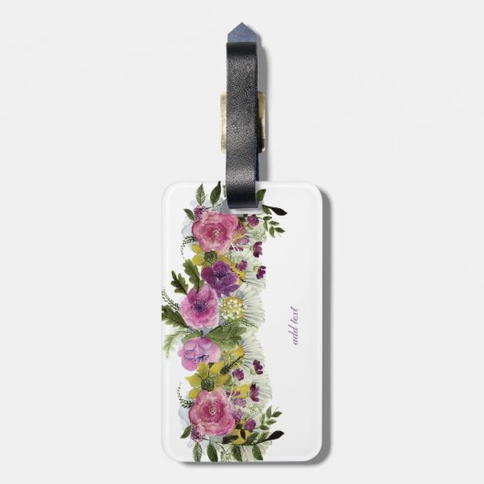 Schattige Girly Waterverf Flowers Bagagelabel (Achterkant verticaal)