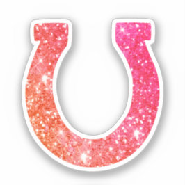 Schattige Glam Girly Coral Pink Glitter Hoefijzer Sticker