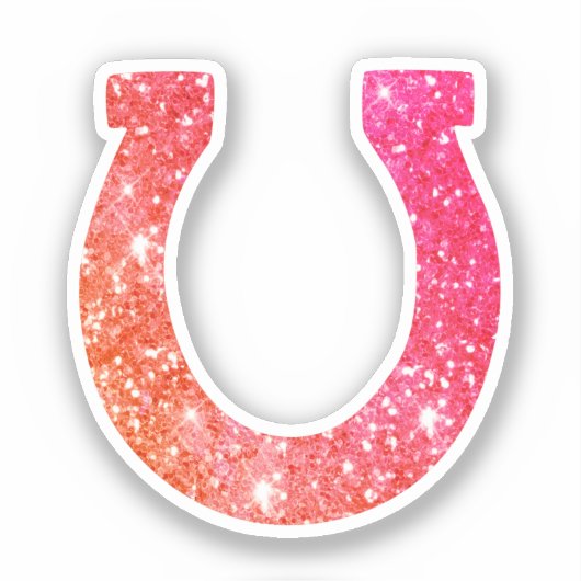 Schattige Glam Girly Coral Pink Glitter Hoefijzer Sticker (Voorkant)