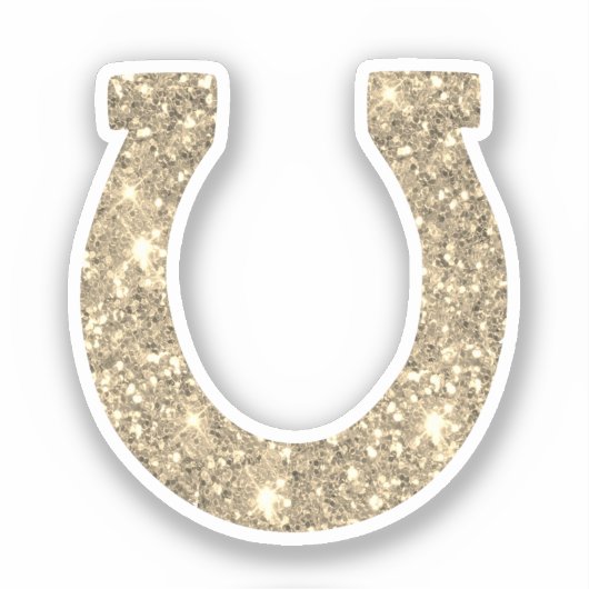Schattige Glam Girly Gold Glitter Hoefijzer Sticker (Voorkant)