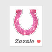 Schattige Glam Girly Pink Glitter Hoefijzer Sticker (Vel)