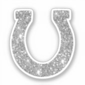 Schattige Glam Girly Silver Glitter Hoefijzer Sticker (Voorkant)