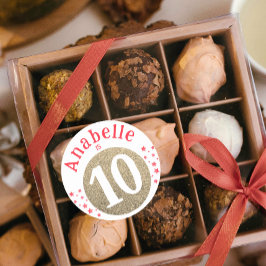 Schattige Glam Gold Glitter Age Circle Red Party S Ronde Sticker