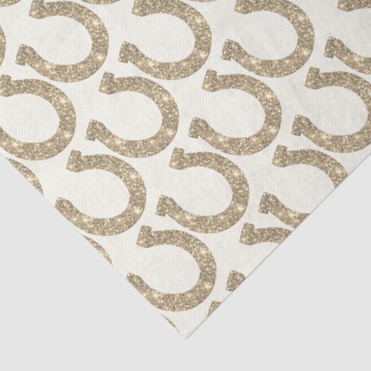 Schattige Glam Hoefijzer Goud Wit Glitter Tissuepapier (Detail)