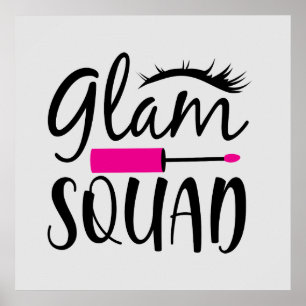 schattige glam squad make-up Artiest word art Poster