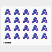 Schattige Glanzende Ruimte Alfabet Letter A – Gala Vierkante Sticker (Vel)