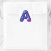 Schattige Glanzende Ruimte Alfabet Letter A – Gala Vierkante Sticker (Tas)