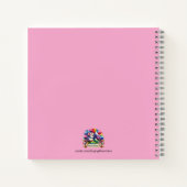 Schattige Glas in lood Konijntje Bloemen Roze Naam Notitieboek (Achterkant)