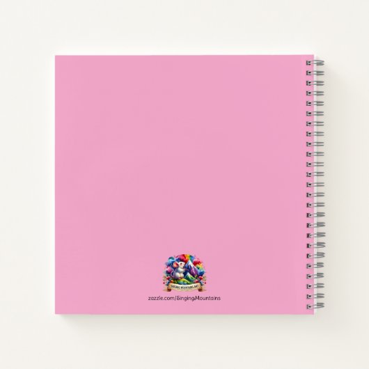 Schattige Glas in lood Konijntje Bloemen Roze Naam Notitieboek (Achterkant)