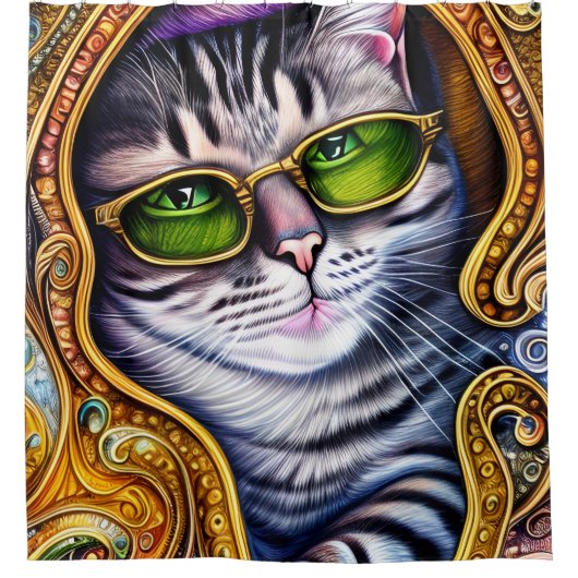 Schattige glazen met een gipspatje douchegordijn (Voorkant)