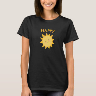 Schattige Glimlach Gelukkig Gezicht Uniseks Geel P T-shirt