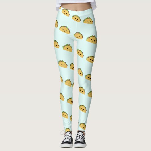 Schattige glimlach kawaii taco leggings (Voorkant)