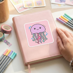 Schattige glimlach Kwajibabye kwal met bellen Vierkante Sticker