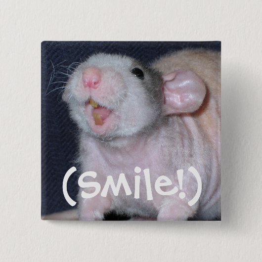 Schattige Glimlach Rat Vierkante Button 5,1 Cm (Voorkant)
