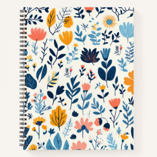 Schattige glimlachend Kawaii bloemenpatroon Notitieboek