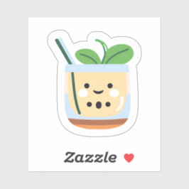 Schattige glimlachende Boba-thee | Gelukkig gezich Sticker