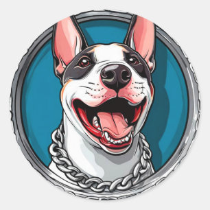 Schattige Glimlachende Bull Terrier 🐾 Vrolijke Ho Ronde Sticker