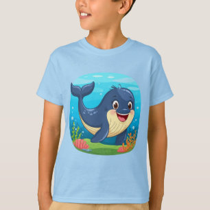 Schattige glimlachende cartoon walvis t-shirt