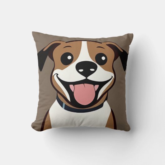 Schattige glimlachende cartoonhond cadeau voor hon kussen (Voorkant)