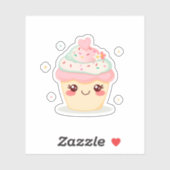 Schattige glimlachende cupcake sticker (Vel)