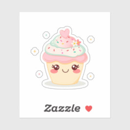 Schattige glimlachende cupcake sticker