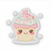 Schattige glimlachende cupcake sticker (Voorkant)