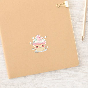 Schattige glimlachende cupcake sticker