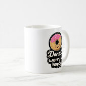 Schattige glimlachende donut – “Donut Worry Be Hap Koffiemok (Voorkant rechts)