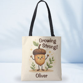 Schattige glimlachende eikel groeit krachtig tote bag