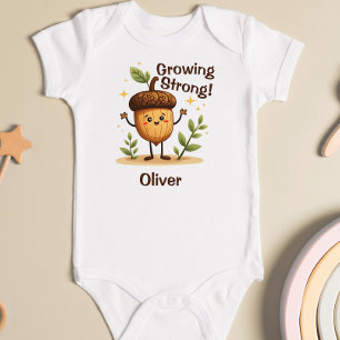 Schattige glimlachende eikel "Sterk groeien" Romper