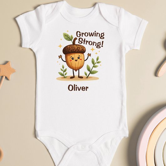 Schattige glimlachende eikel "Sterk groeien" Romper
