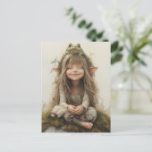 Schattige glimlachende Happy Fairy Frog Briefkaart (Staand voorkant)
