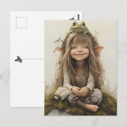 Schattige glimlachende Happy Fairy Frog Briefkaart (Voorkant / Achterkant)