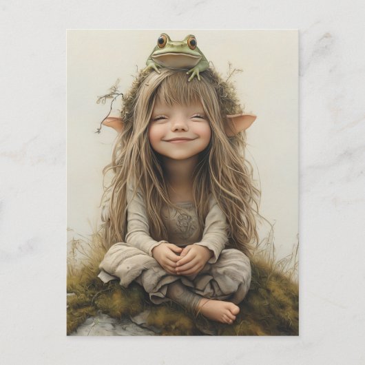 Schattige glimlachende Happy Fairy Frog Briefkaart (Voorkant)