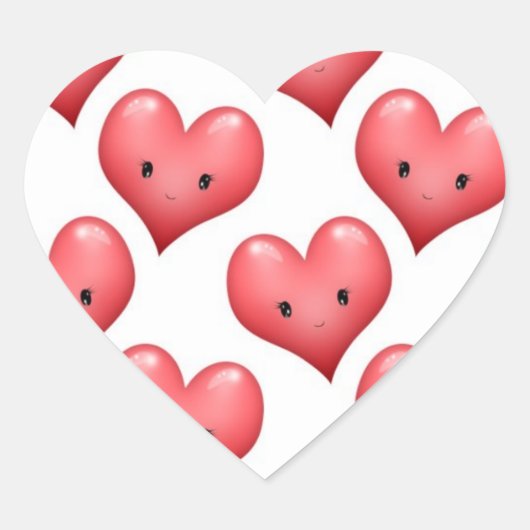 Schattige Glimlachende Hartjes Hart Sticker (Voorkant)