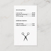 Schattige glimlachende hond die verzorgd wordt visitekaartje (Achterkant)