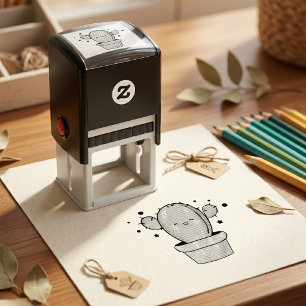 Schattige glimlachende Kawaii Baby Cactus in vaas Zelfinktende Stempel