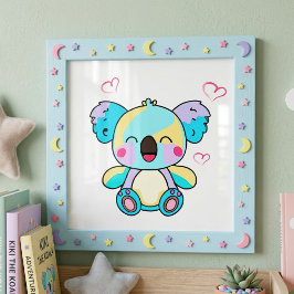 Schattige glimlachende Kawaii Baby Koala met Liefd Foto Afdruk