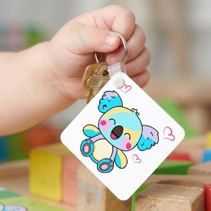 Schattige glimlachende Kawaii Baby Koala met Liefd Sleutelhanger