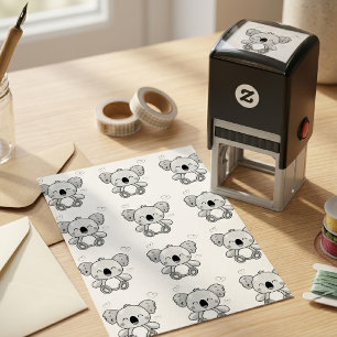 Schattige glimlachende Kawaii Baby Koala met Liefd Zelfinktende Stempel