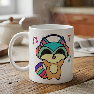 Schattige glimlachende Kawaii Baby Wasbeer met Hoo Koffiemok