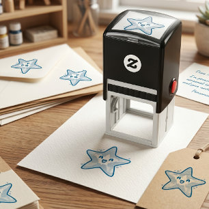 Schattige glimlachende Kawaii babysterster met bel Zelfinktende Stempel