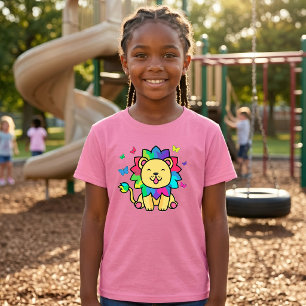 Schattige glimlachende Kawaii Leeuw met Vlinders C T-shirt