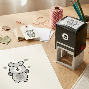 Schattige glimlachende Kawaii Teddibeer met Liefde Zelfinktende Stempel