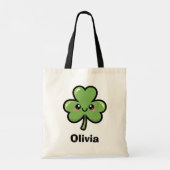 Schattige Glimlachende Klaver Tote Bag (Achterkant)