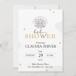 Schattige glimlachende maan met sterren en wolken kaart