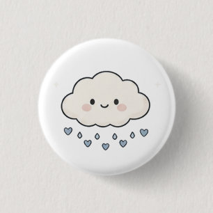 Schattige glimlachende regenwolk die harten regent ronde button 3,2 cm