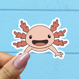 Schattige glimlachende roze axolotl Kawaii sticker